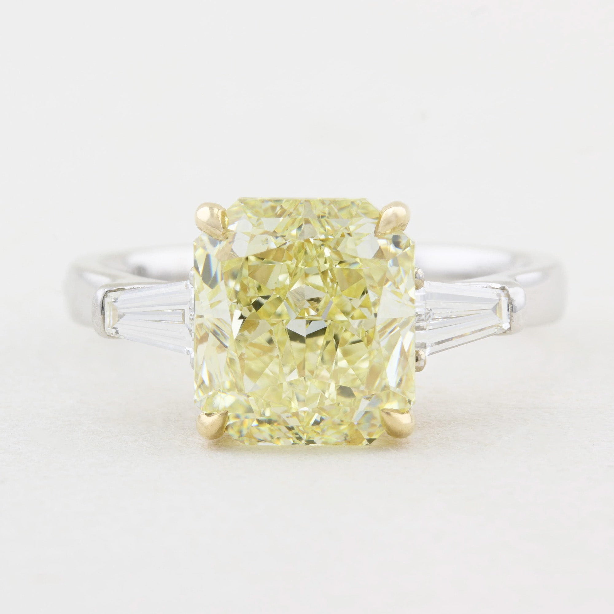4.22ct Natural Fancy Yellow Diamond Three Stone Ring