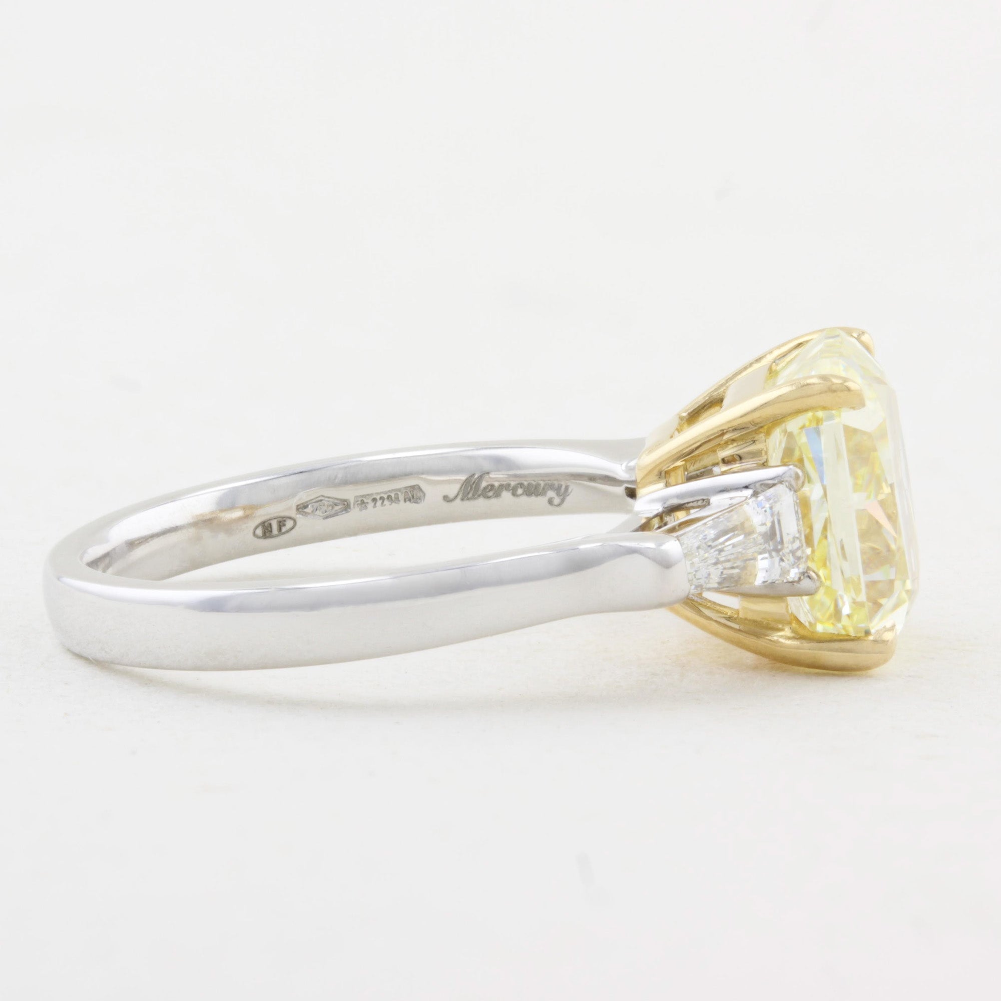 4.22ct Natural Fancy Yellow Diamond Three Stone Ring
