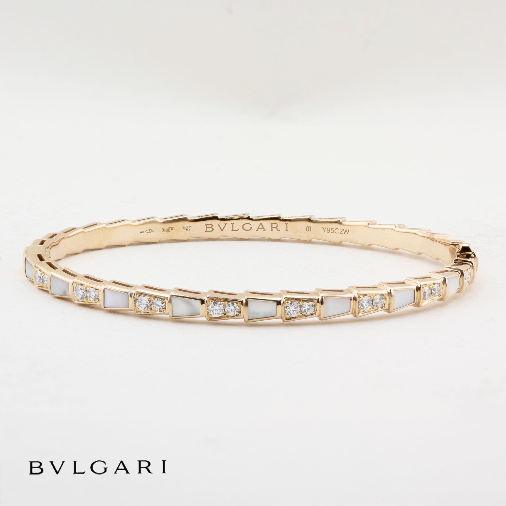 Bvlgari Serpenti Viper Diamond Mother of Pearl Gold Bracelet