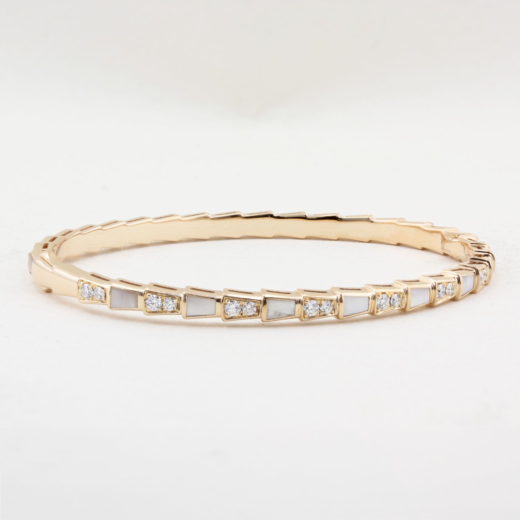 Bvlgari Serpenti Viper Diamond Mother of Pearl Gold Bracelet