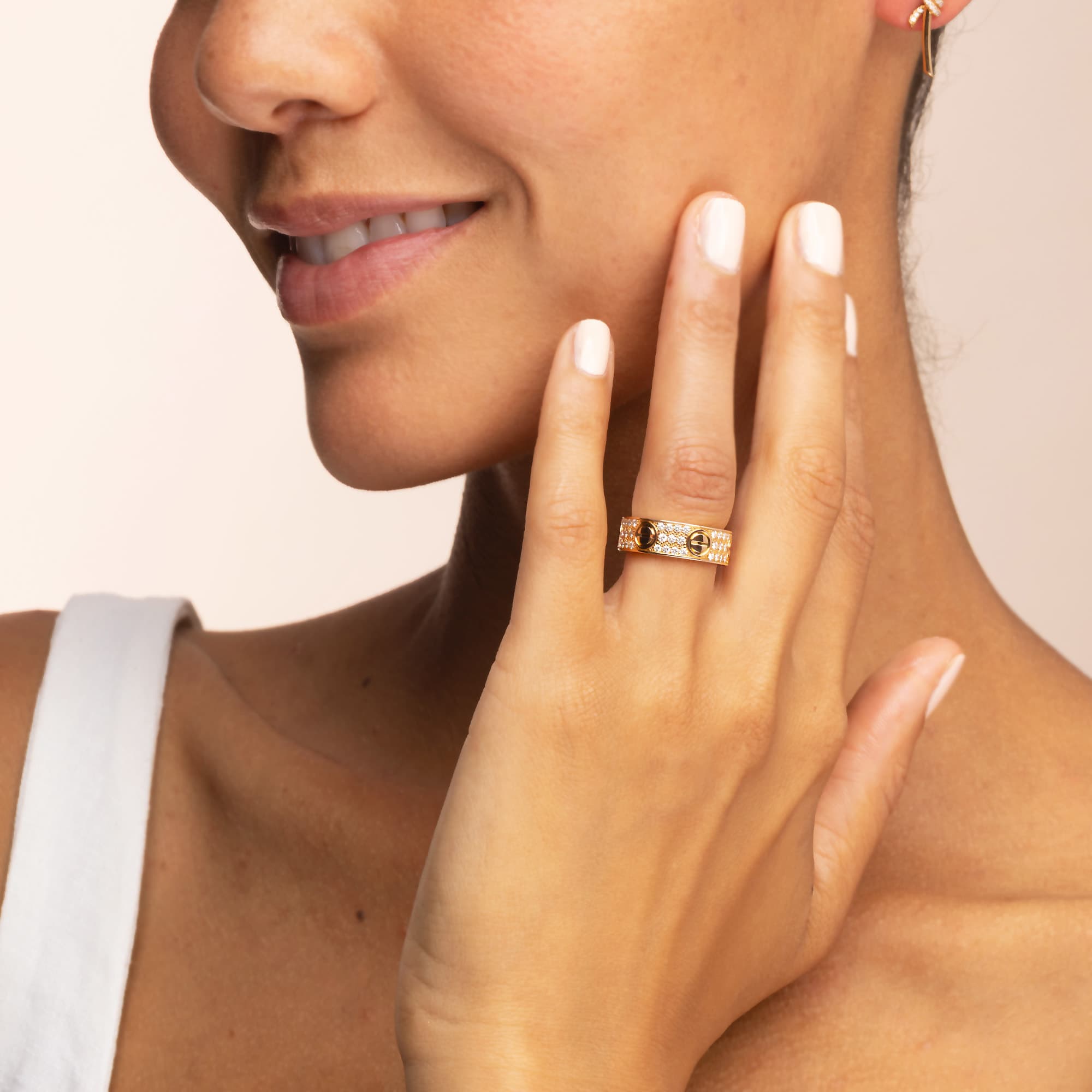 Cartier Rose Gold Pave Diamond Love Ring - Size 52