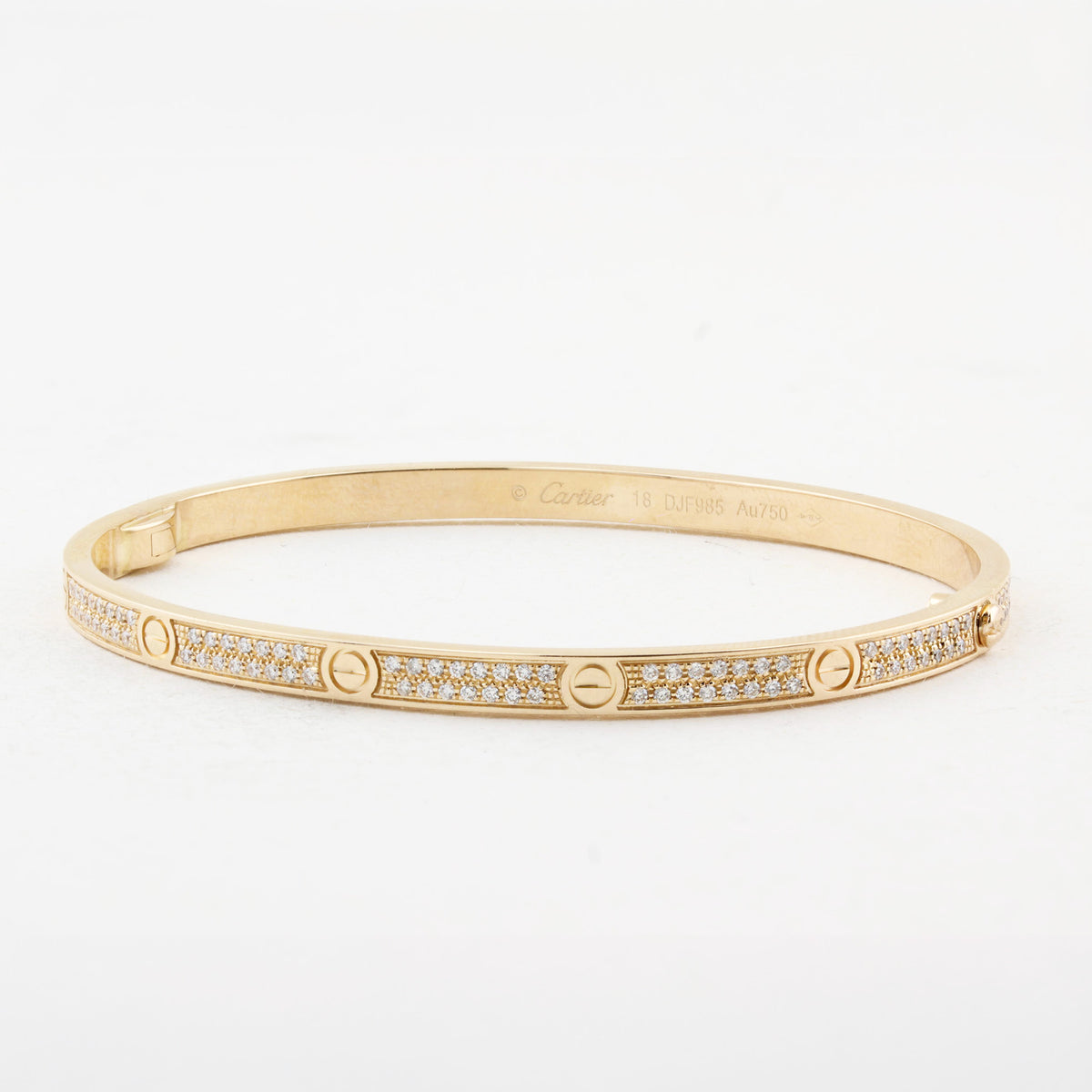 Cartier Rose Gold Pave Set SM Love Bracelet - Size 18