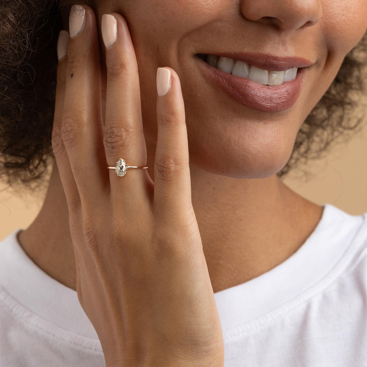 Edwardian 0.95ct Old Cut Pear Diamond Ring