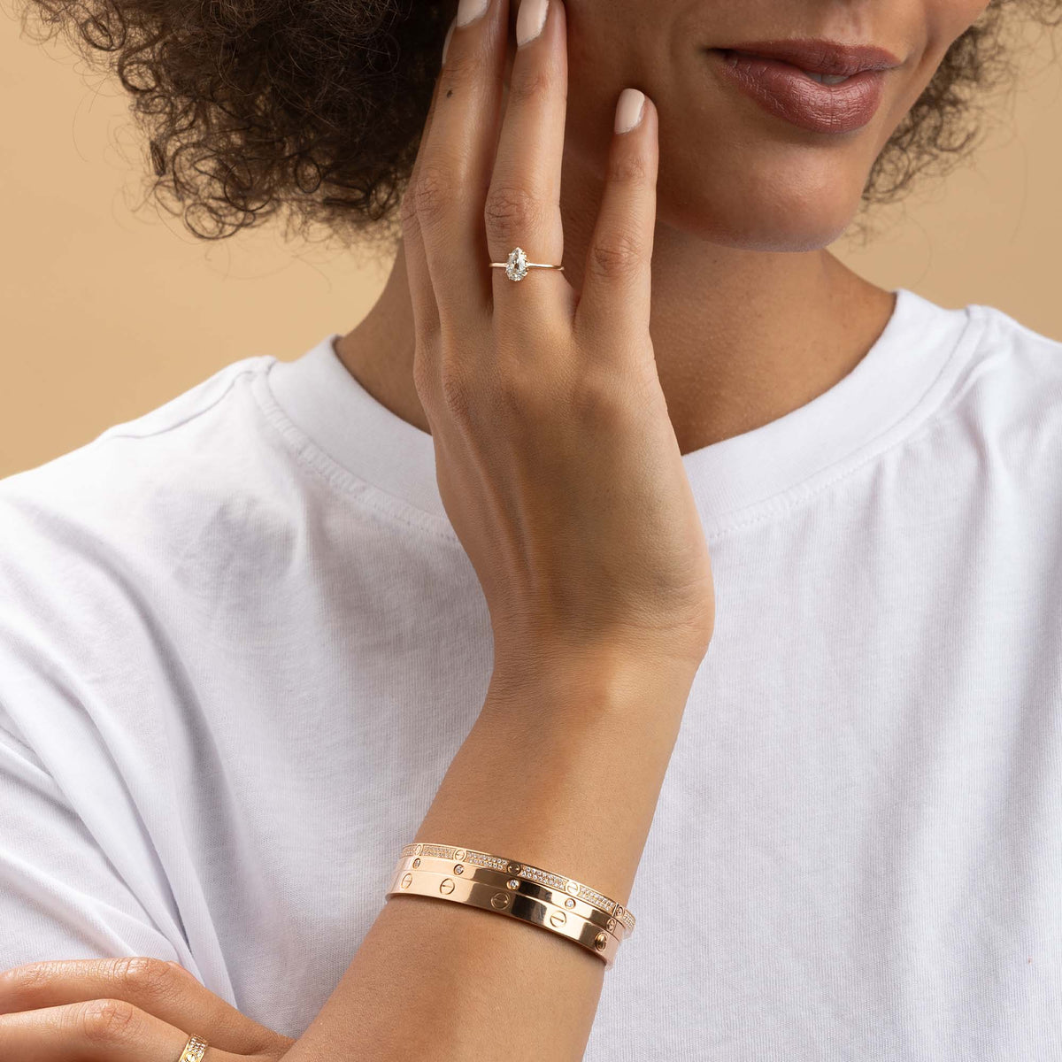 Cartier Rose Gold Pave Set SM Love Bracelet - Size 18