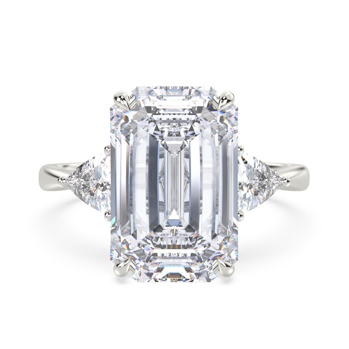 Lumine Emerald Cut Diamond Three Stone Engagement Ring