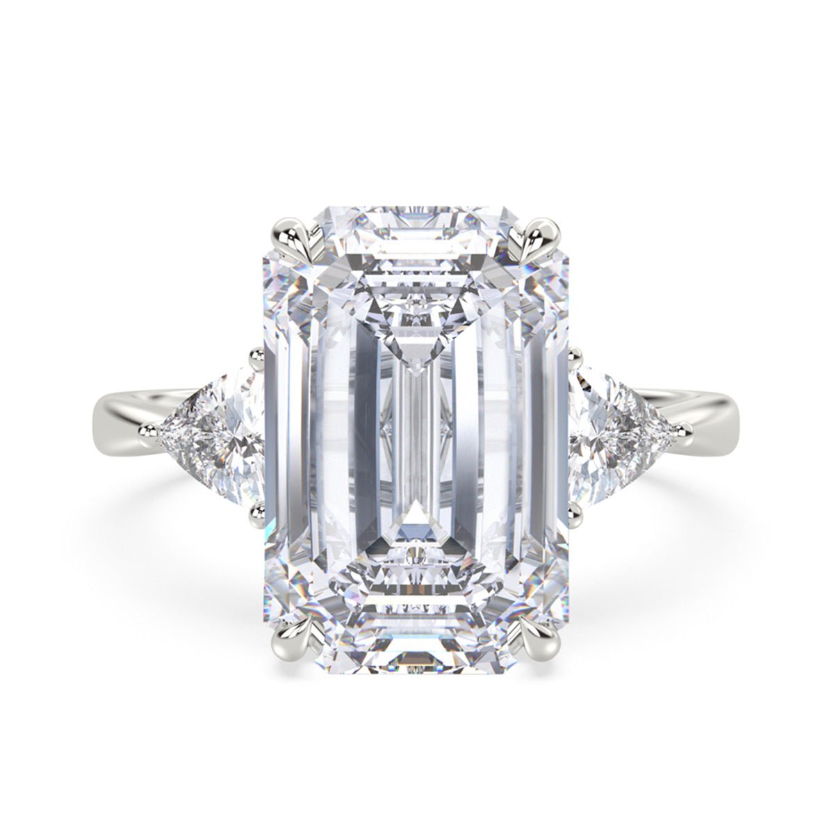 Lumine Emerald Cut Diamond Three Stone Engagement Ring