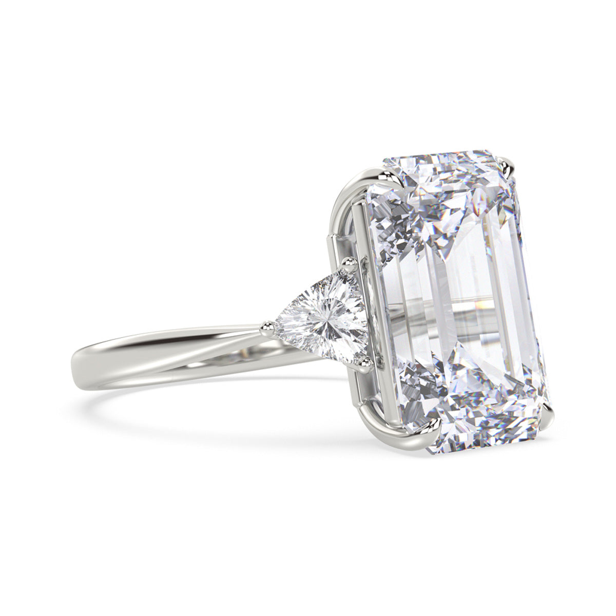 Lumine Emerald Cut Diamond Three Stone Engagement Ring