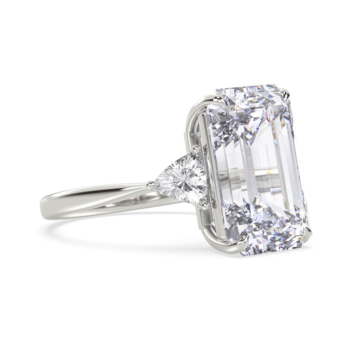 Lumine Emerald Cut Diamond Three Stone Engagement Ring