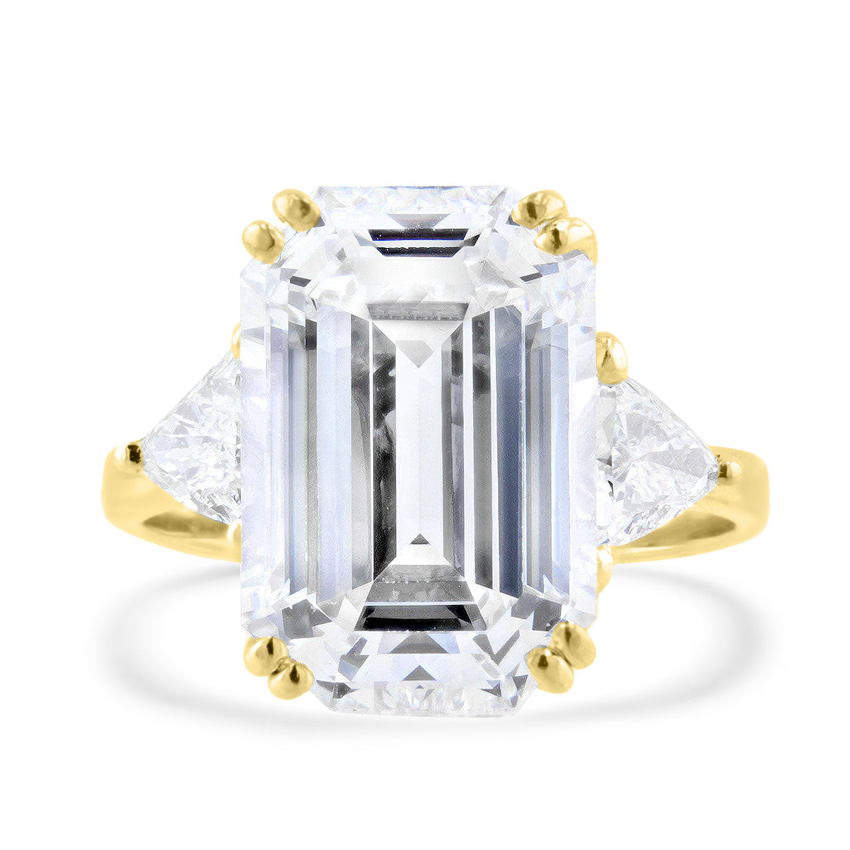 Lumine Emerald Cut Diamond Three Stone Engagement Ring