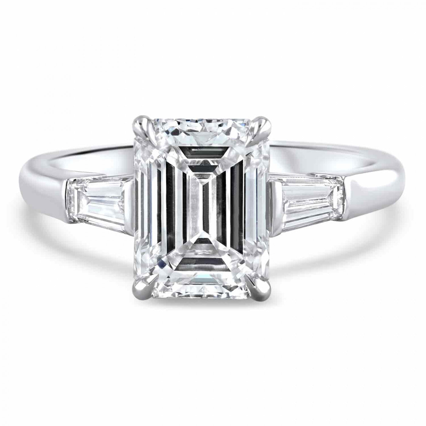 Lumine Emerald Cut Diamond and Baguette Shoulders Engagement Ring