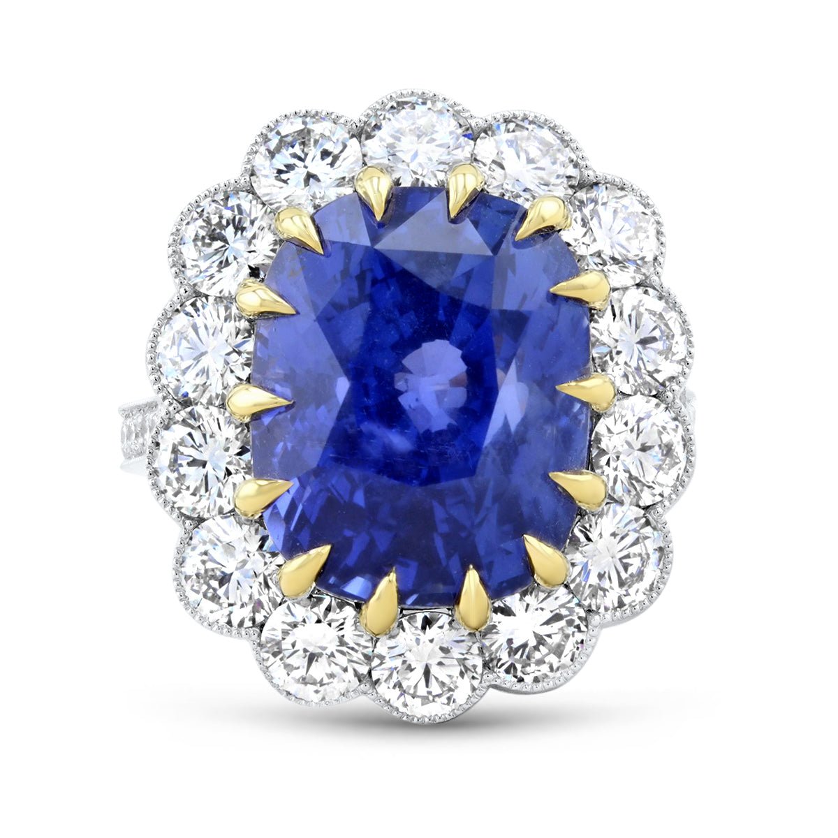 Lumine Sapphire and Diamond Cluster Ring
