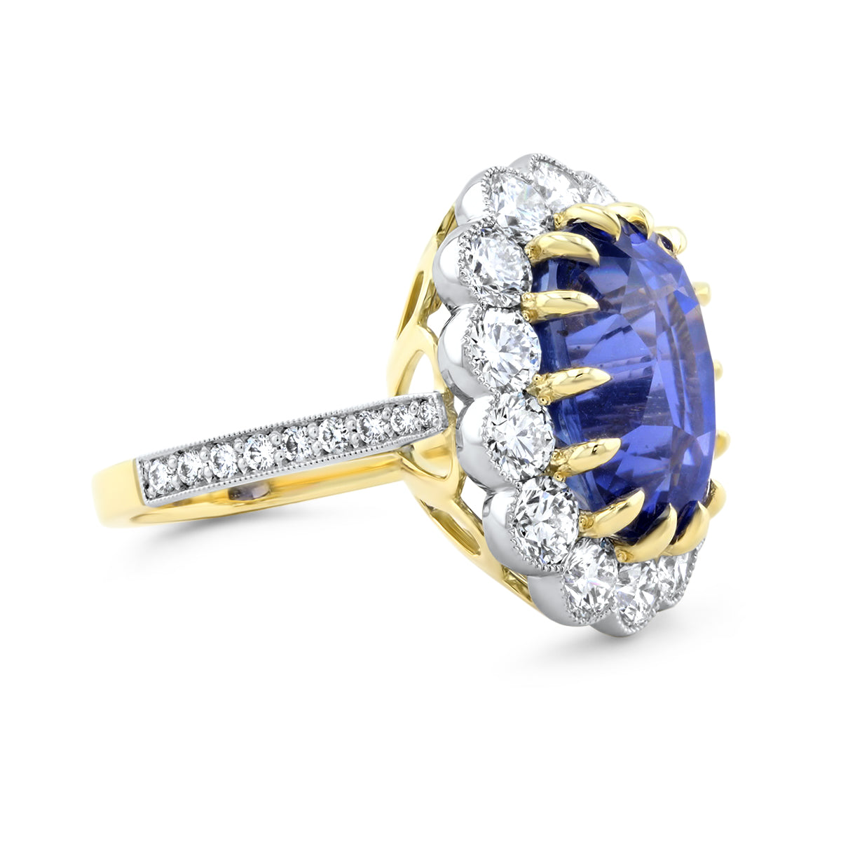 Lumine Sapphire and Diamond Cluster Ring