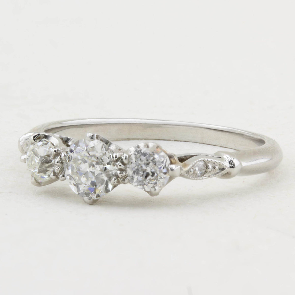 0.63ct Old Cut Diamond Three Stone Ring