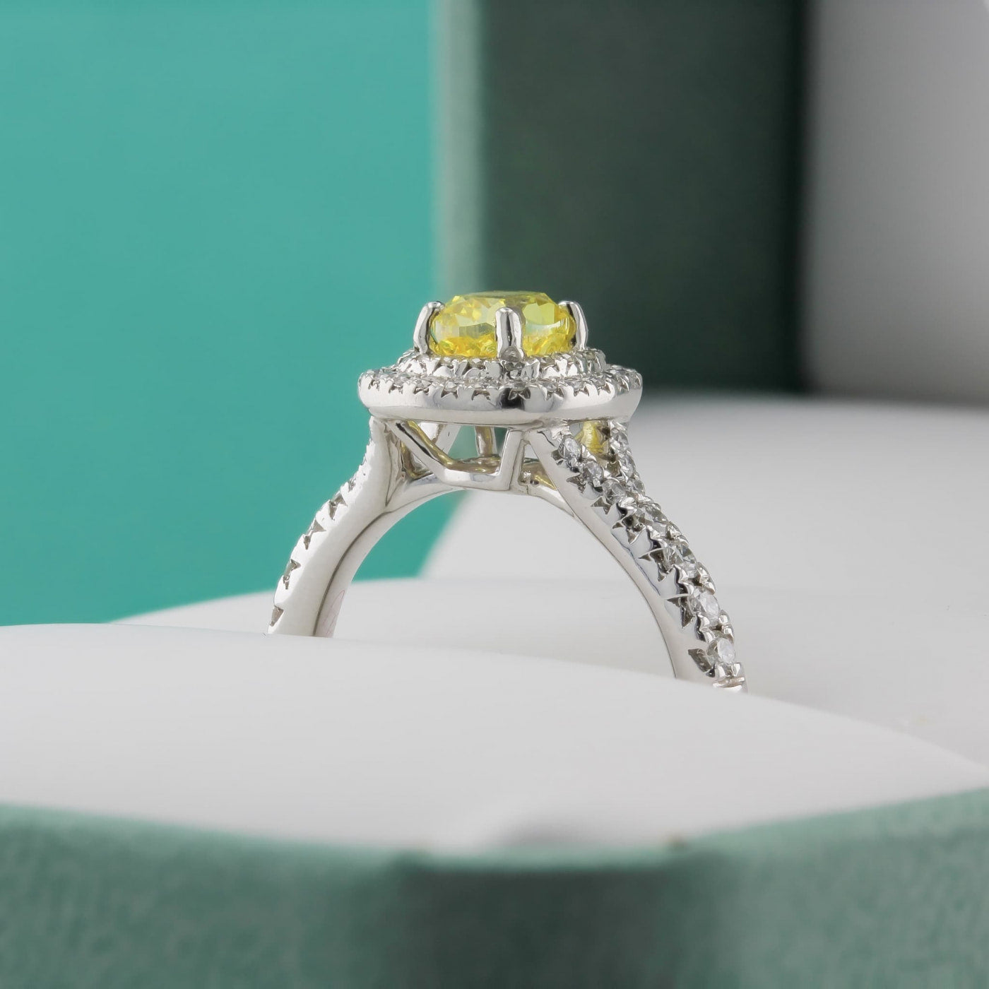 Fancy Yellow Diamond Cluster Ring