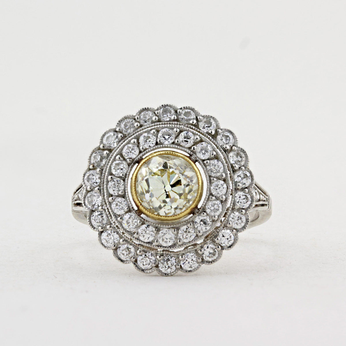 Edwardian Platinum Fancy Yellow Diamond Ring c.1915
