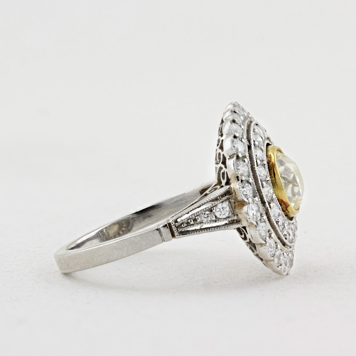 Edwardian Platinum Fancy Yellow Diamond Ring c.1915
