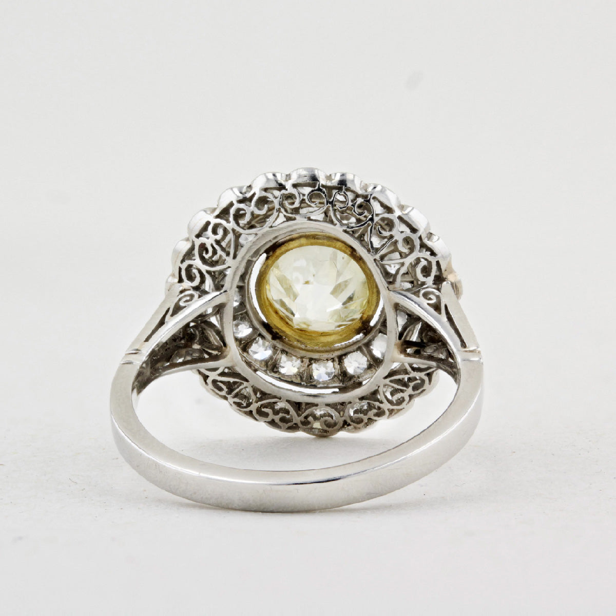 Edwardian Platinum Fancy Yellow Diamond Ring c.1915