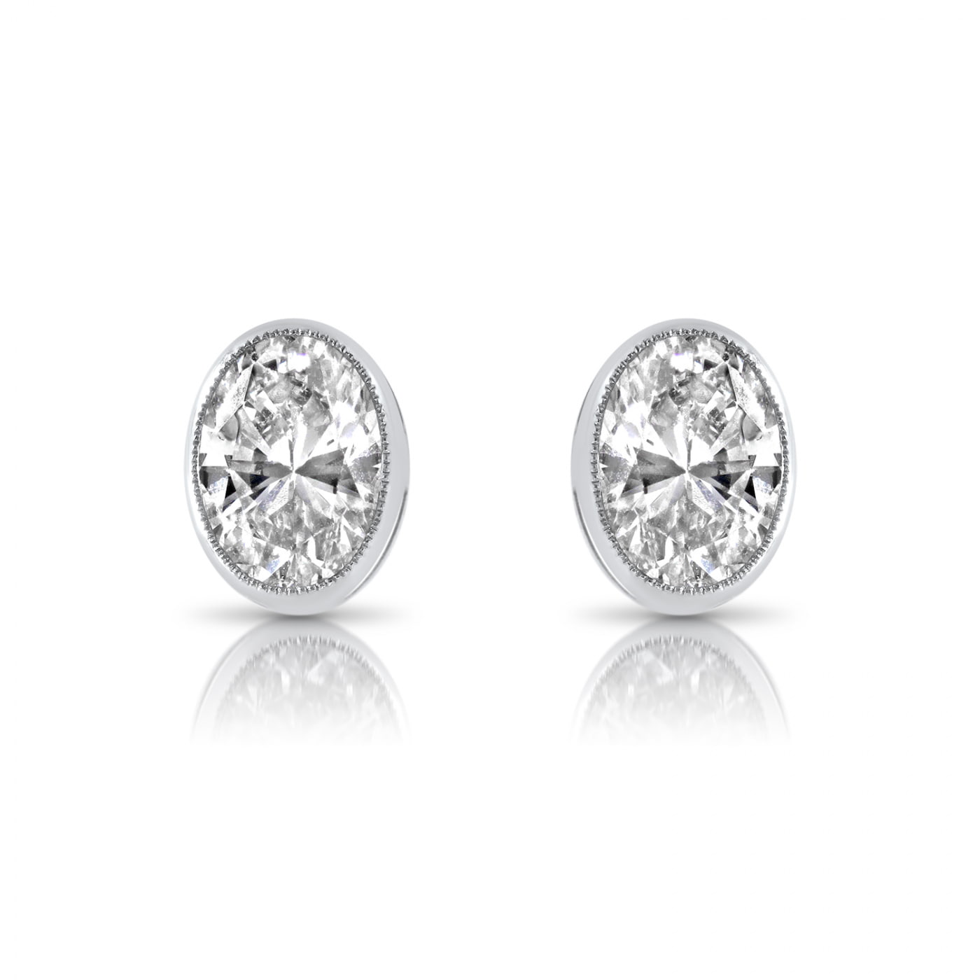 Oval Diamond Stud Earrings