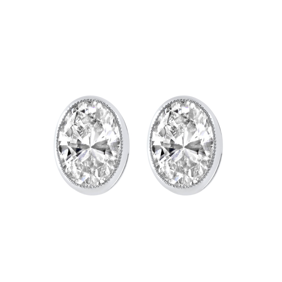 Oval Diamond Stud Earrings
