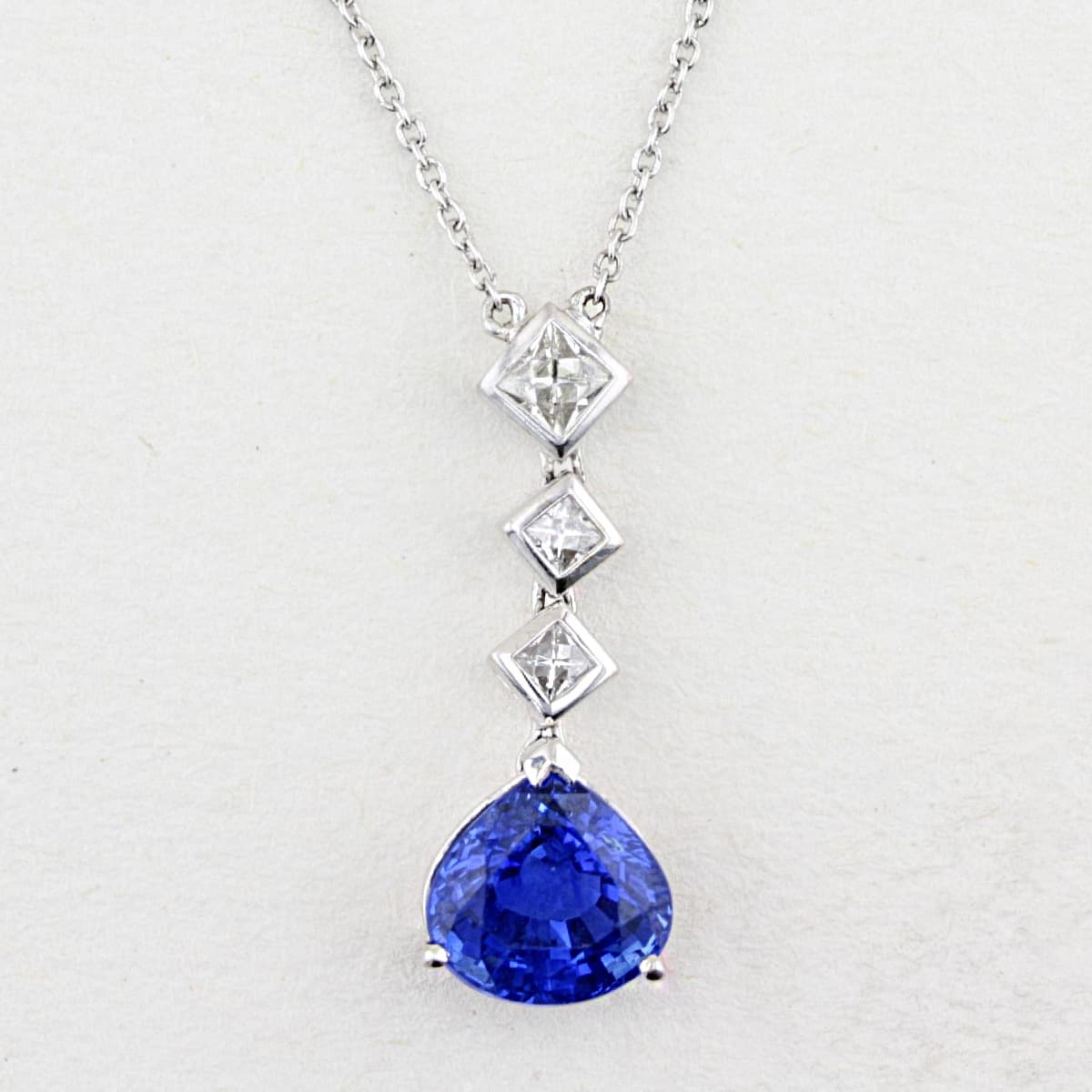 Pear-Shape Sapphire & Diamond Drop Pendant