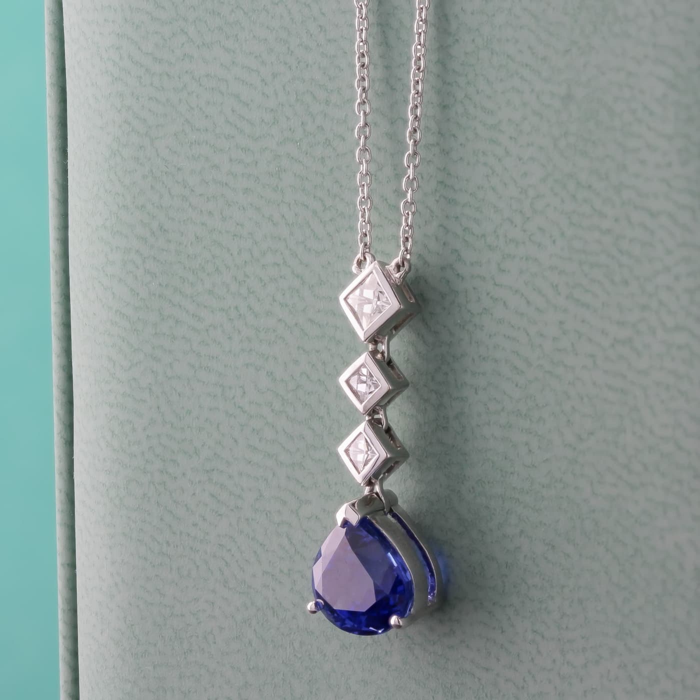 Pear-Shape Sapphire & Diamond Drop Pendant