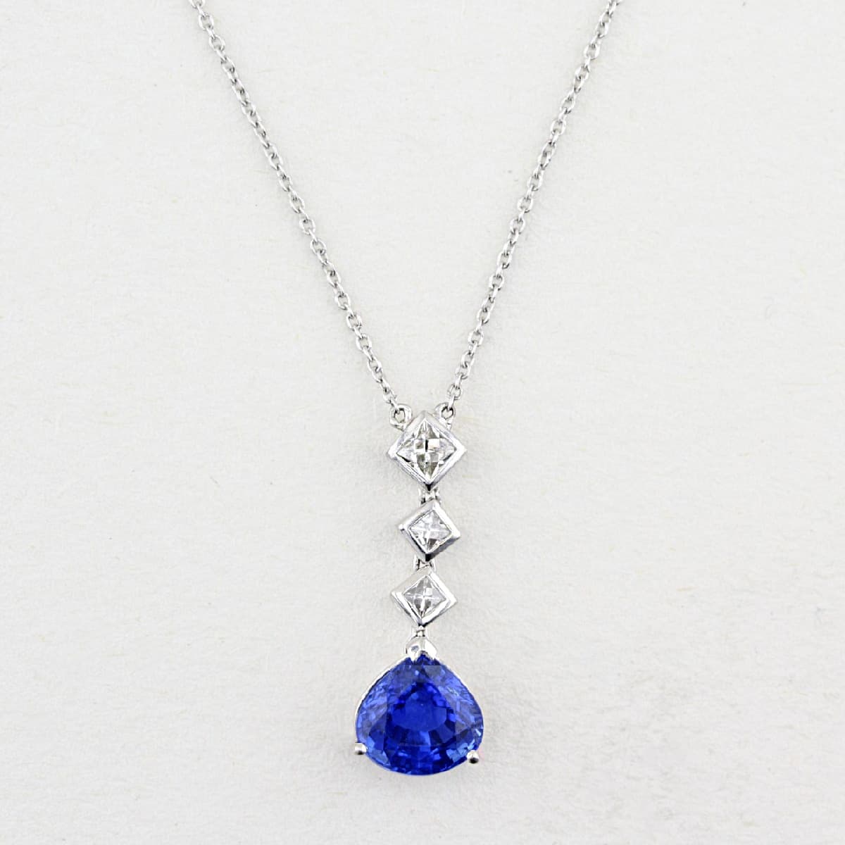 Pear-Shape Sapphire & Diamond Drop Pendant