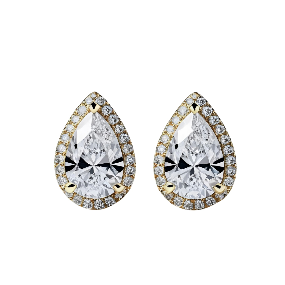 Pear Shape Diamond Halo Studs