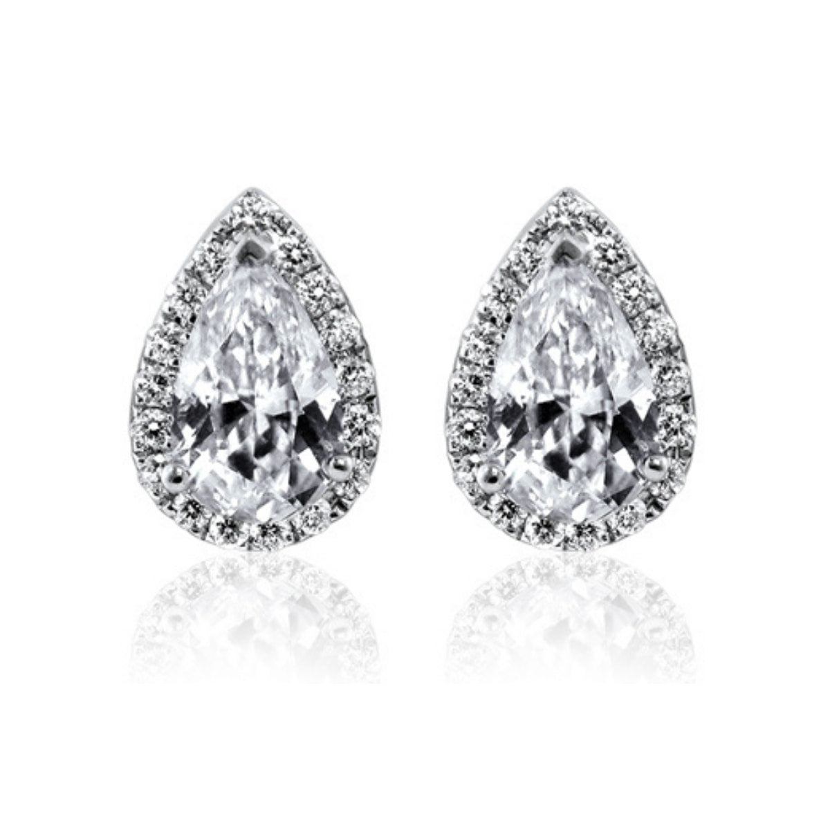 Pear Shape Diamond Halo Studs