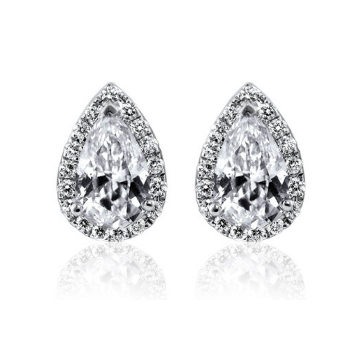 Pear Shape Diamond Halo Studs
