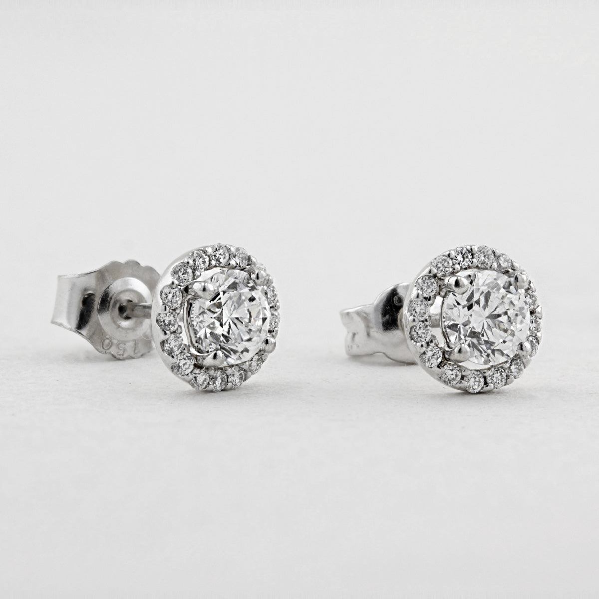 1.00ct Halo Diamond Stud Earrings