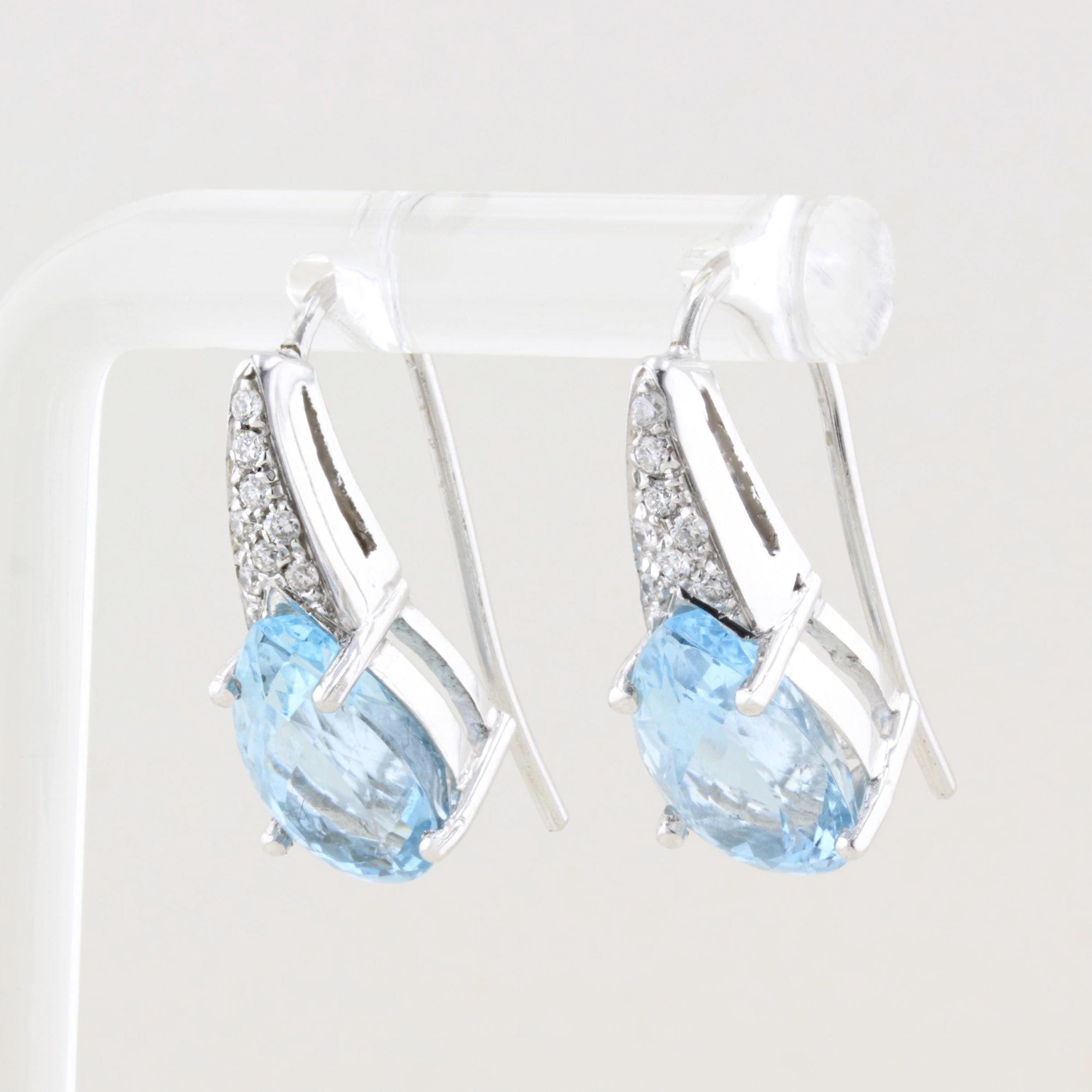 Aquamarine and Diamond Drop Earrings