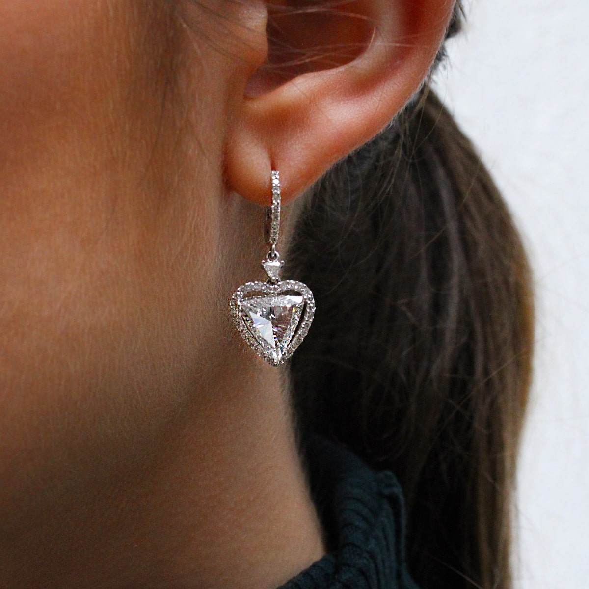 4.00ct Heart Shape Diamond Drop Earrings