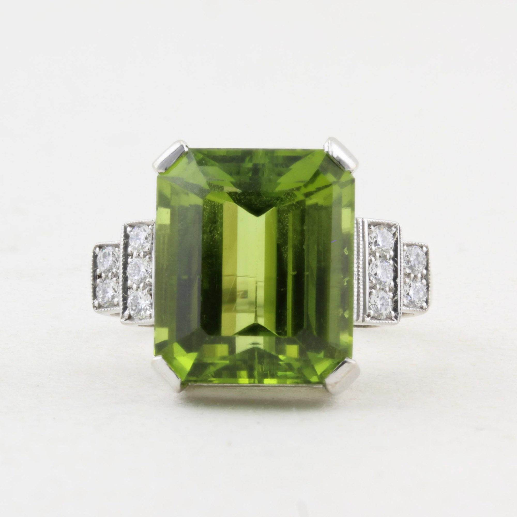Peridot and Diamond Cocktail Ring