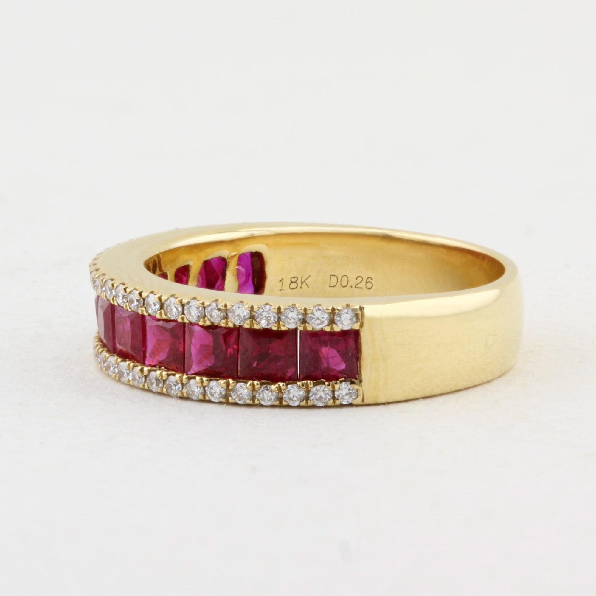 Ruby and Diamond Half Eternity Ring