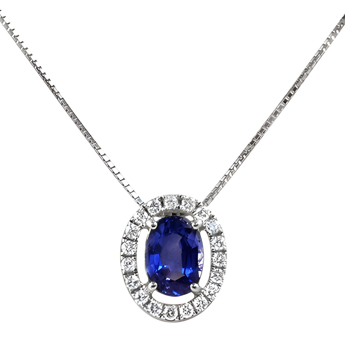 Sapphire and Diamond Cluster Necklace