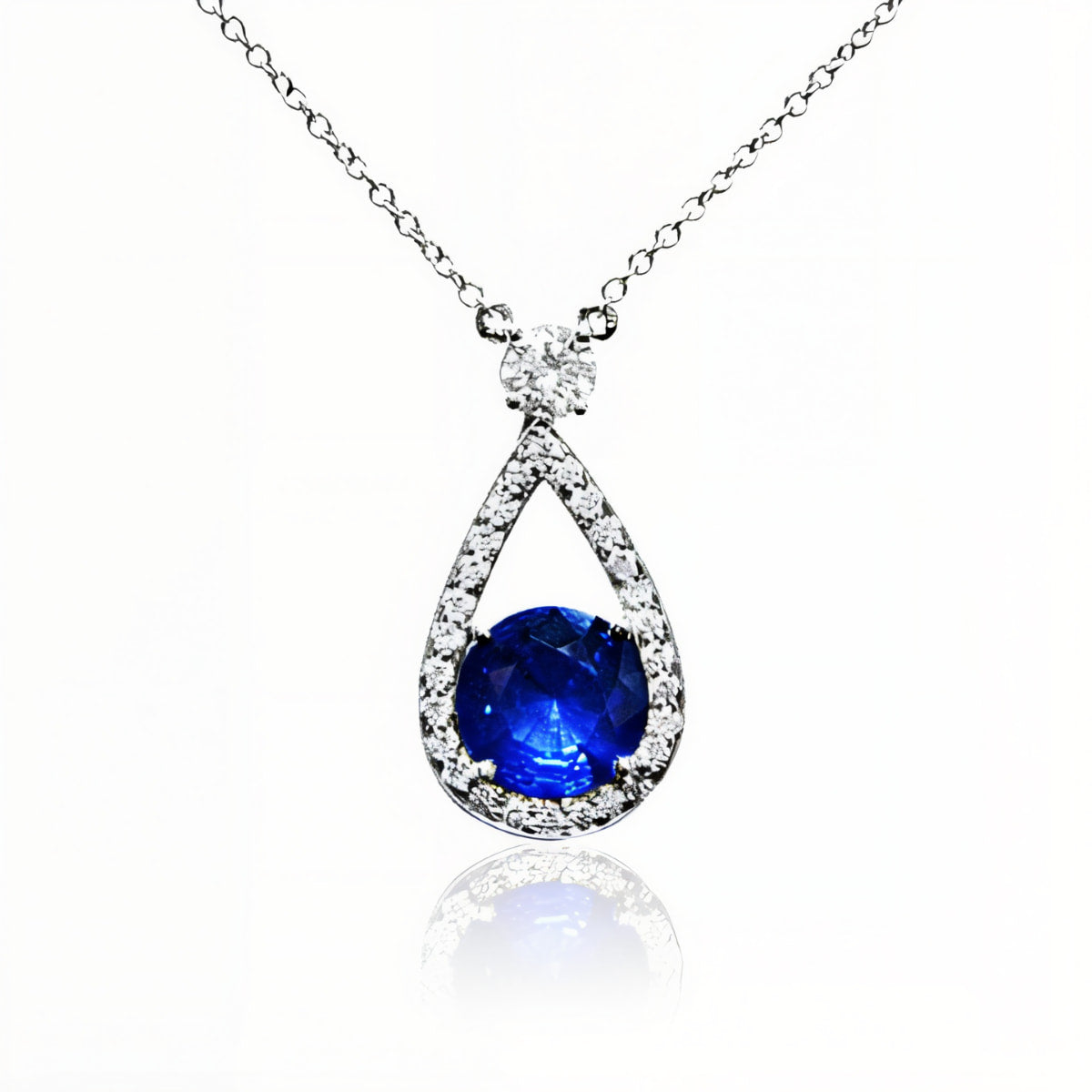 Sapphire and Diamond Cluster Necklace