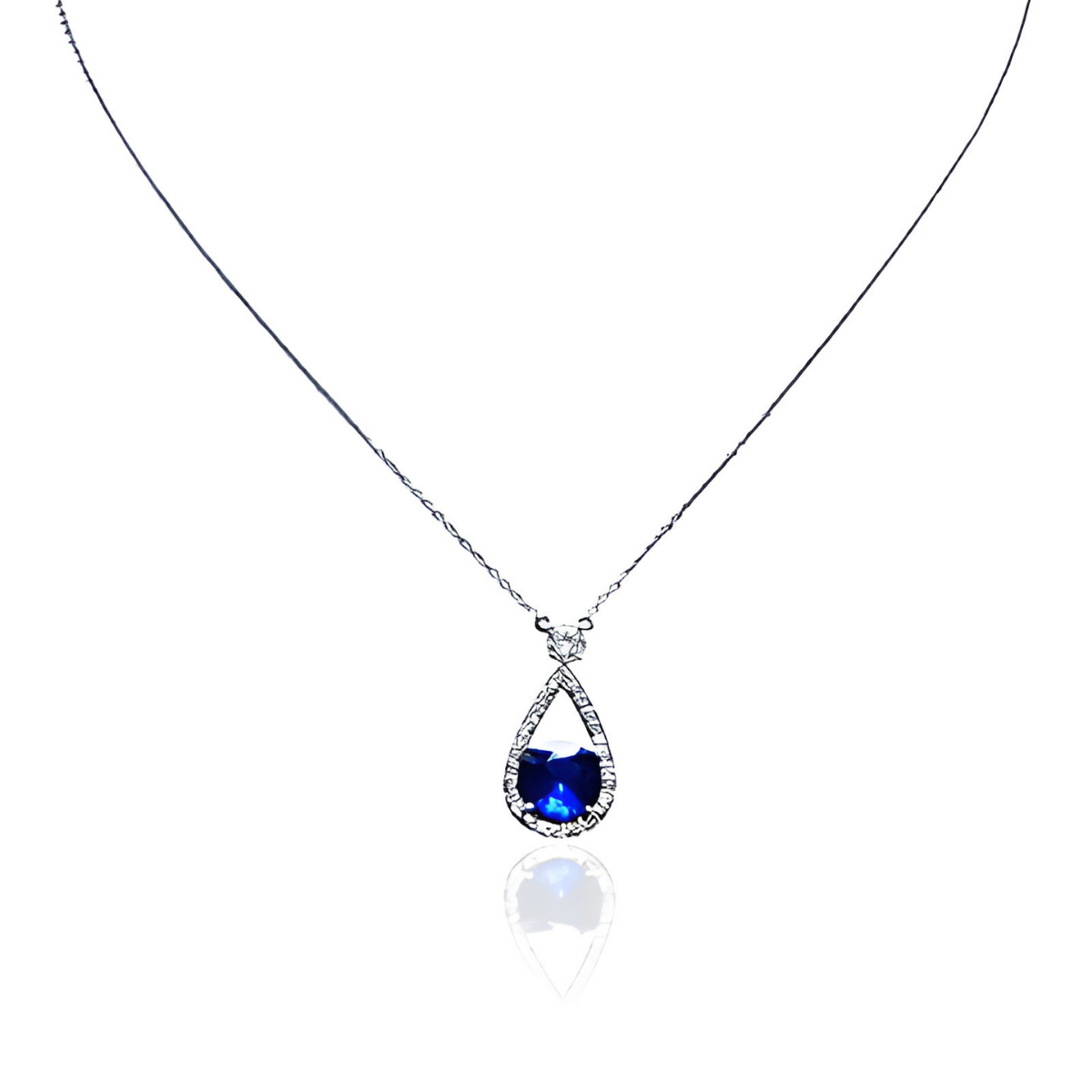 Sapphire and Diamond Cluster Necklace