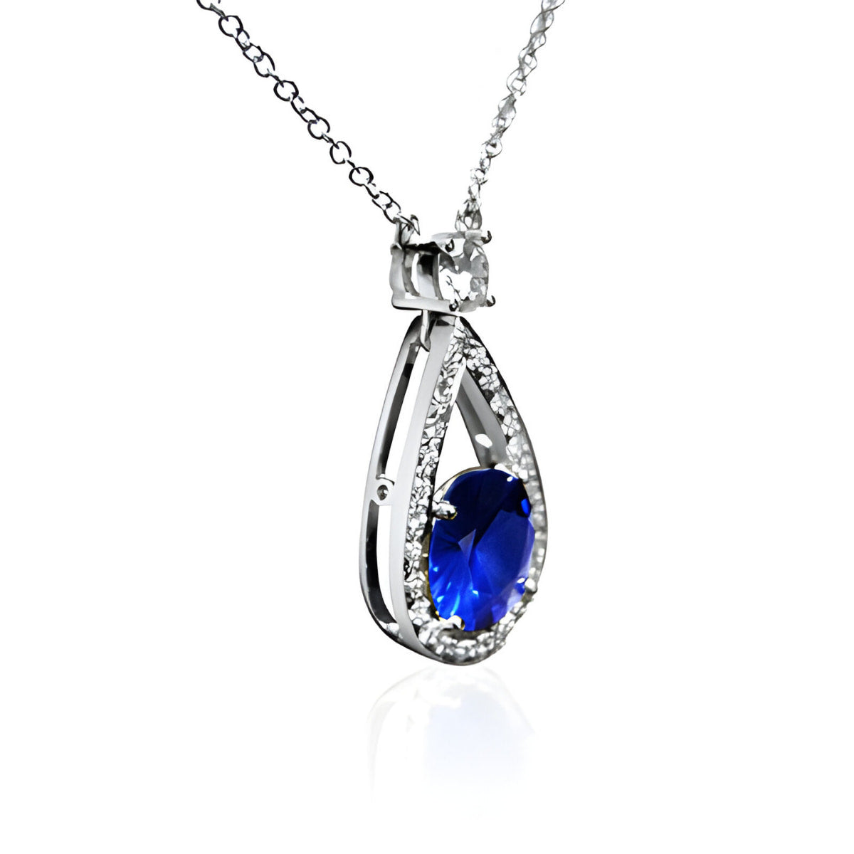 Sapphire and Diamond Cluster Necklace