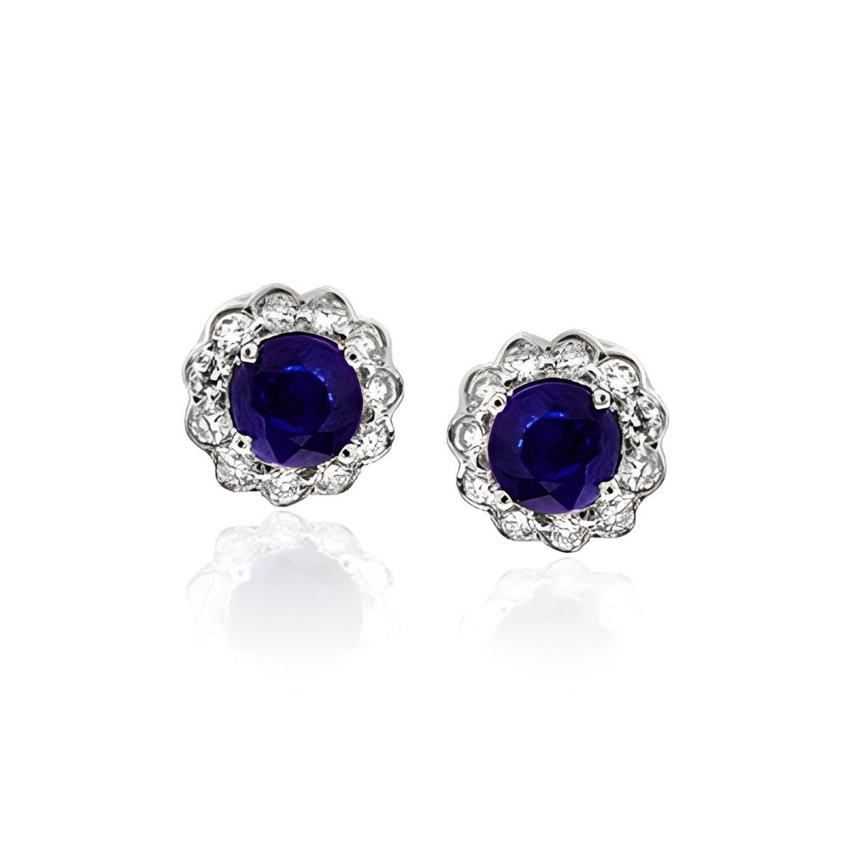 Sapphire and Diamond Halo Stud Earrings