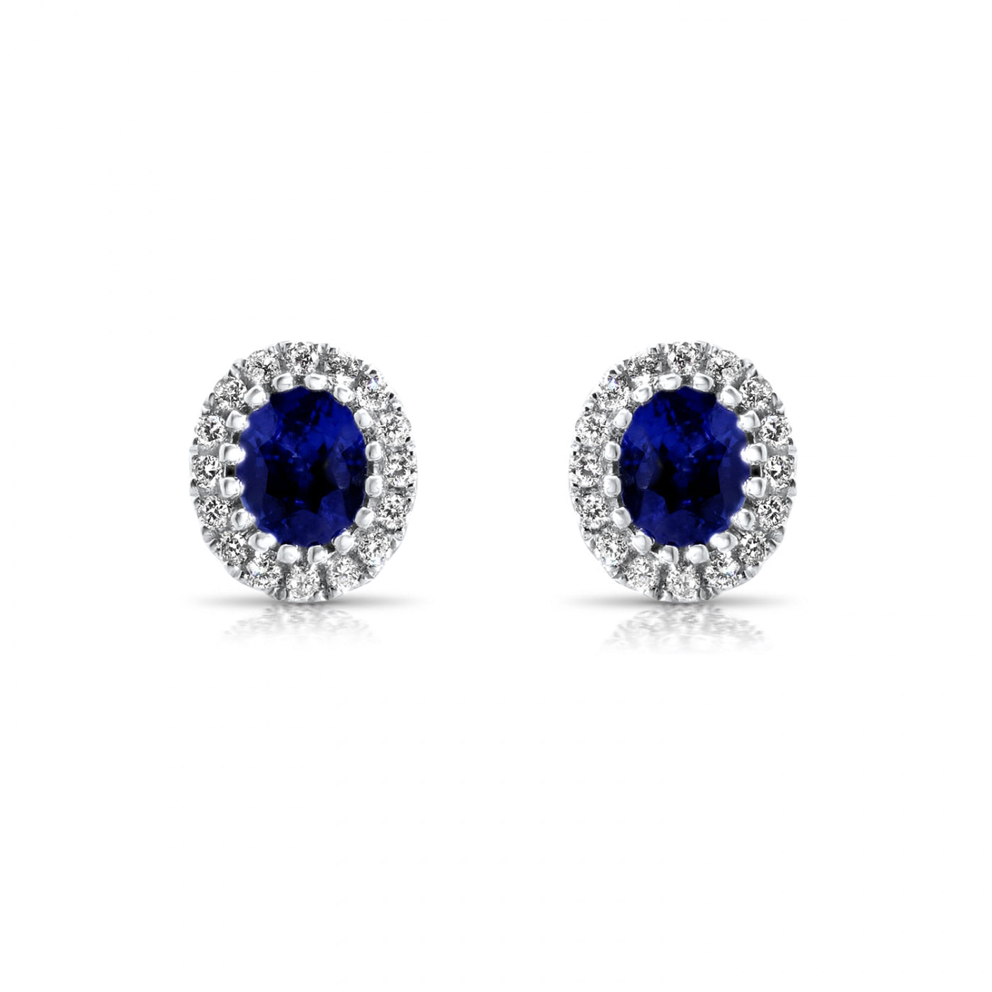 Sapphire and Diamond Halo Stud Earrings