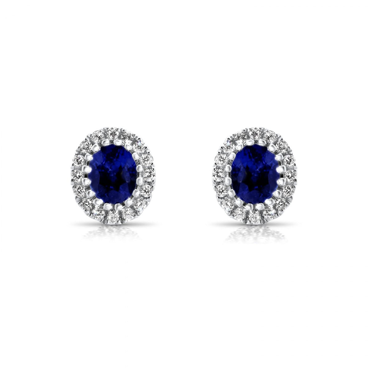 Sapphire and Diamond Halo Stud Earrings