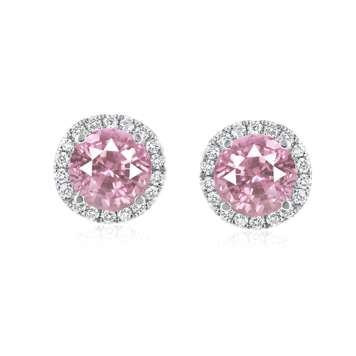 Sapphire and Diamond Micro Halo Stud Earrings