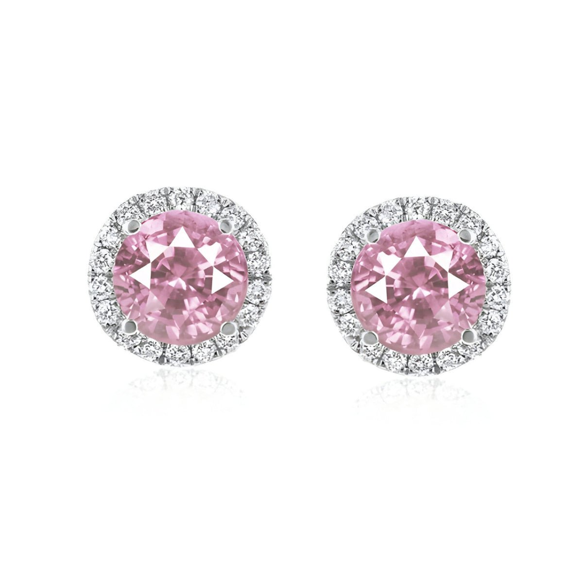 Sapphire and Diamond Micro Halo Stud Earrings