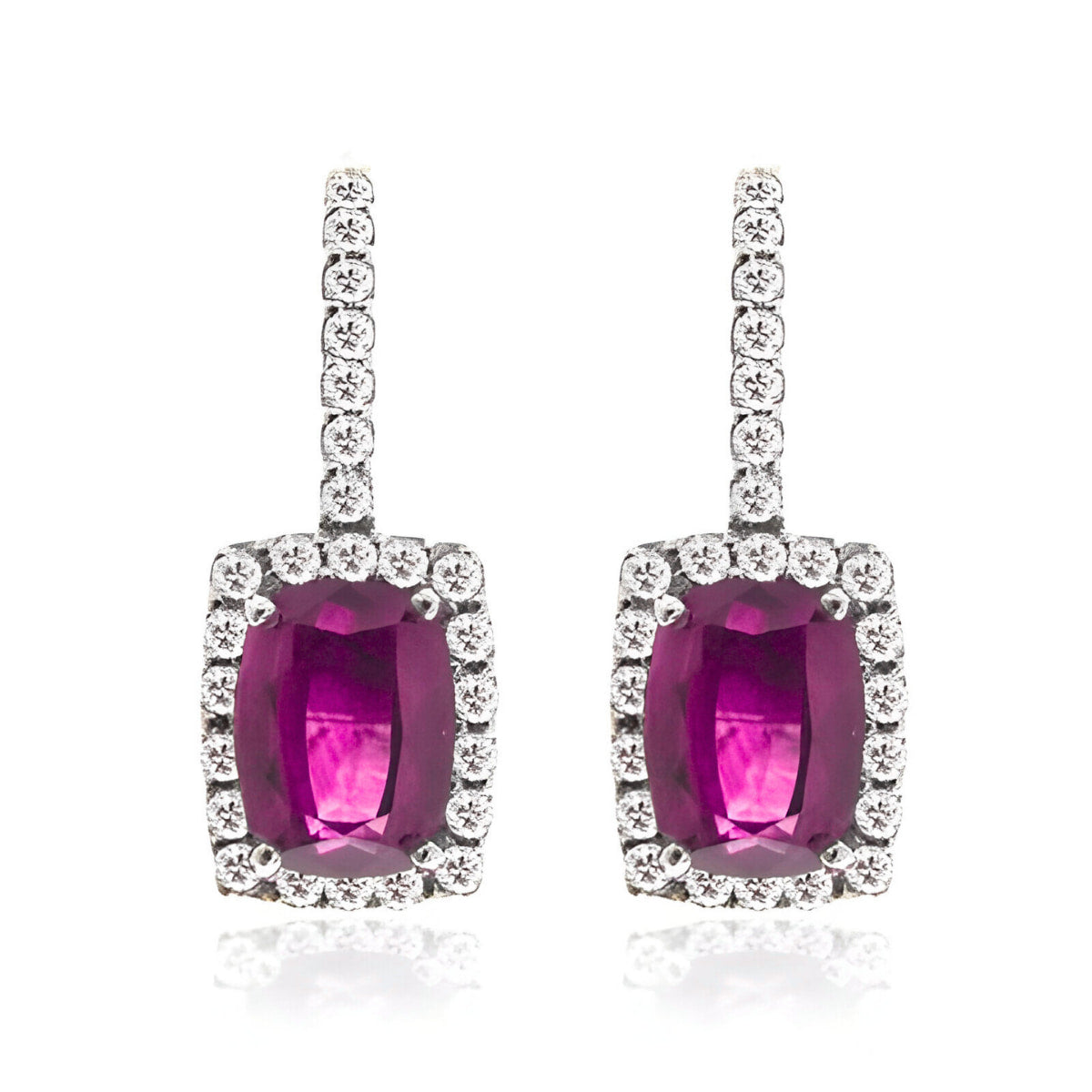Sapphire and Diamond Halo Drop Earrings