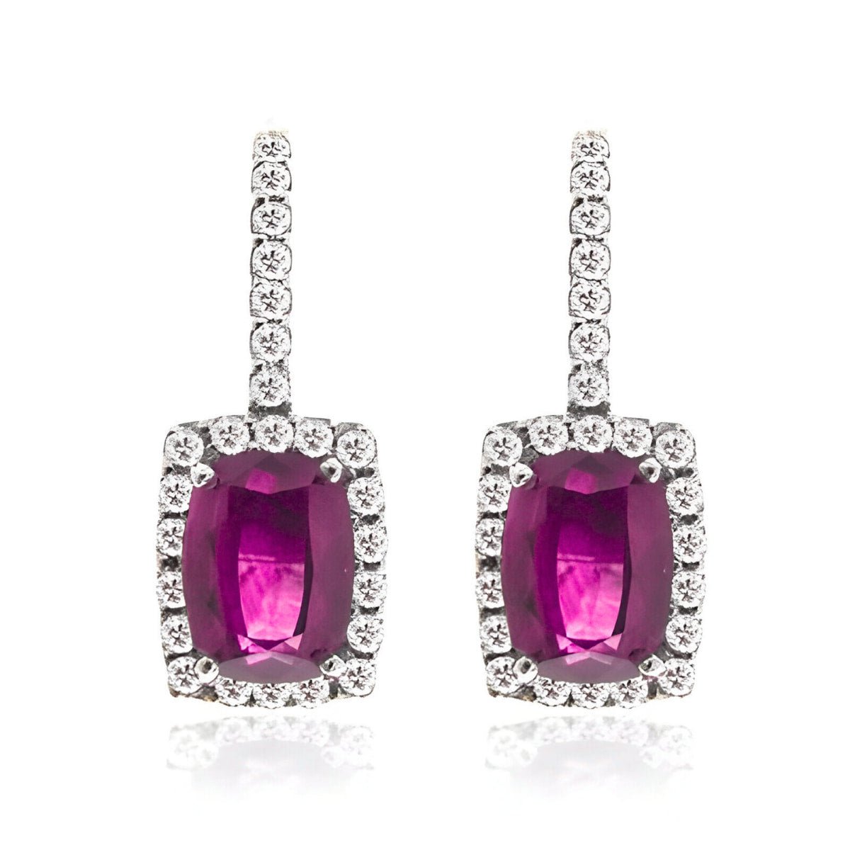 Sapphire and Diamond Halo Drop Earrings