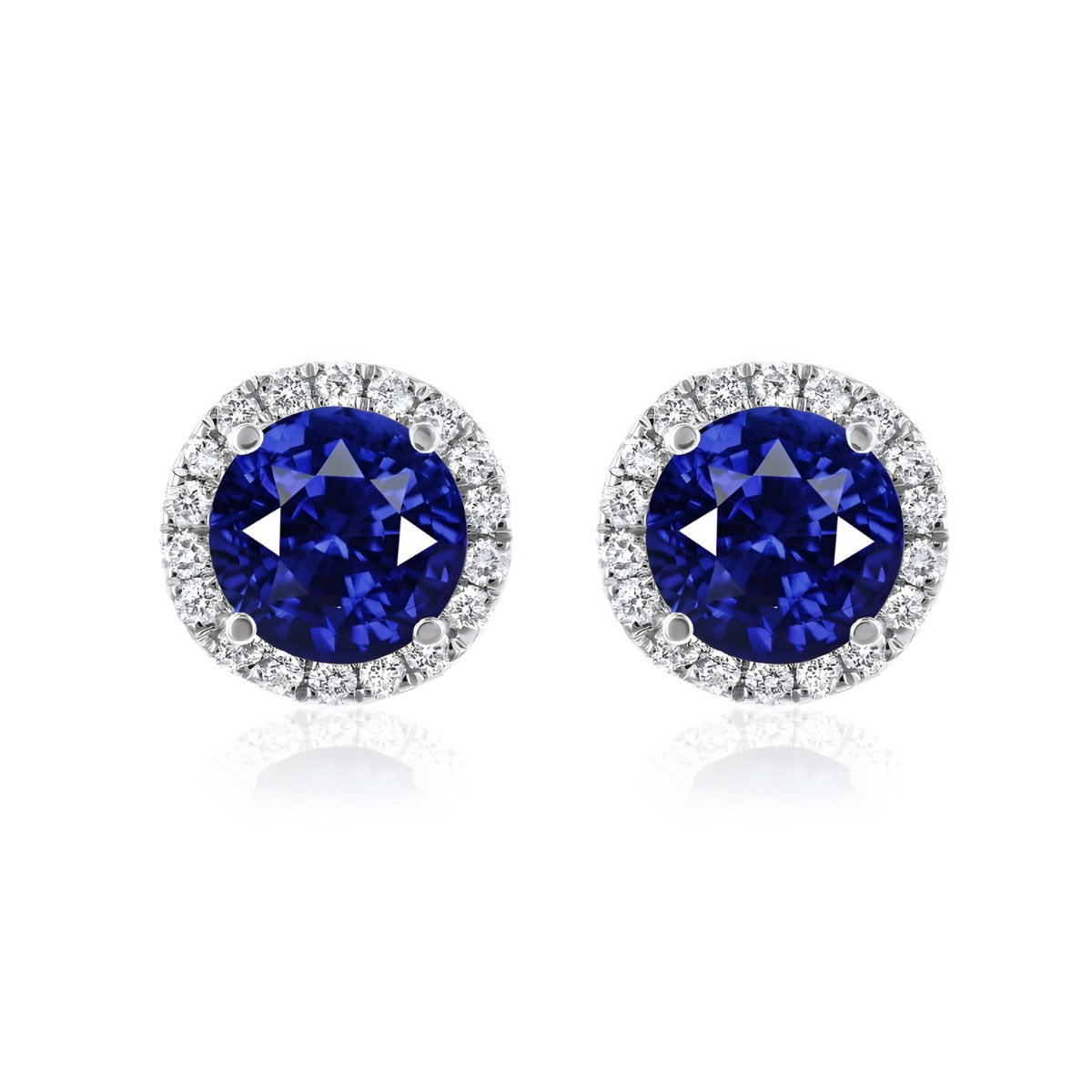 Sapphire and Diamond Micro Halo Stud Earrings