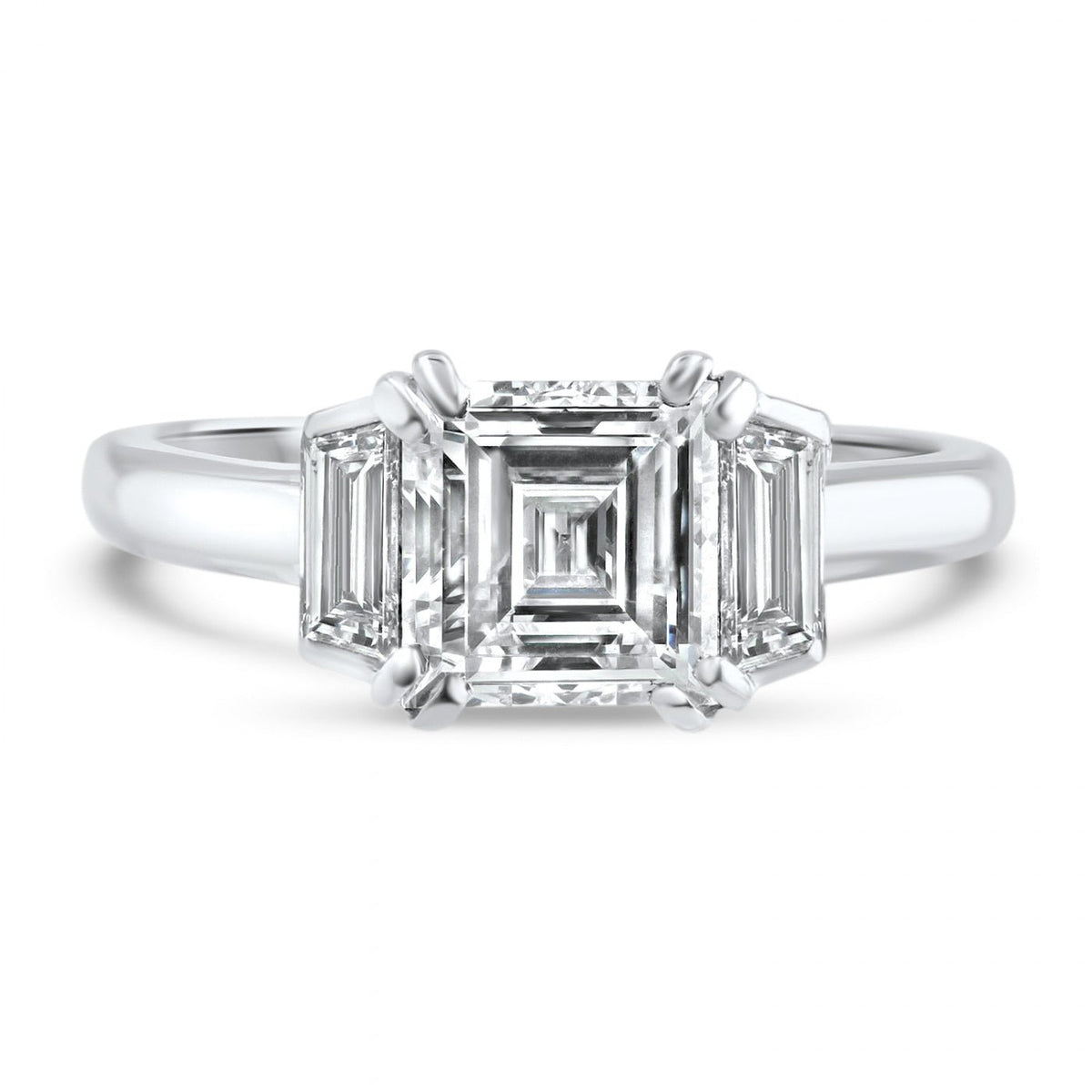 Unity Asscher Cut Three Stone Engagement Ring