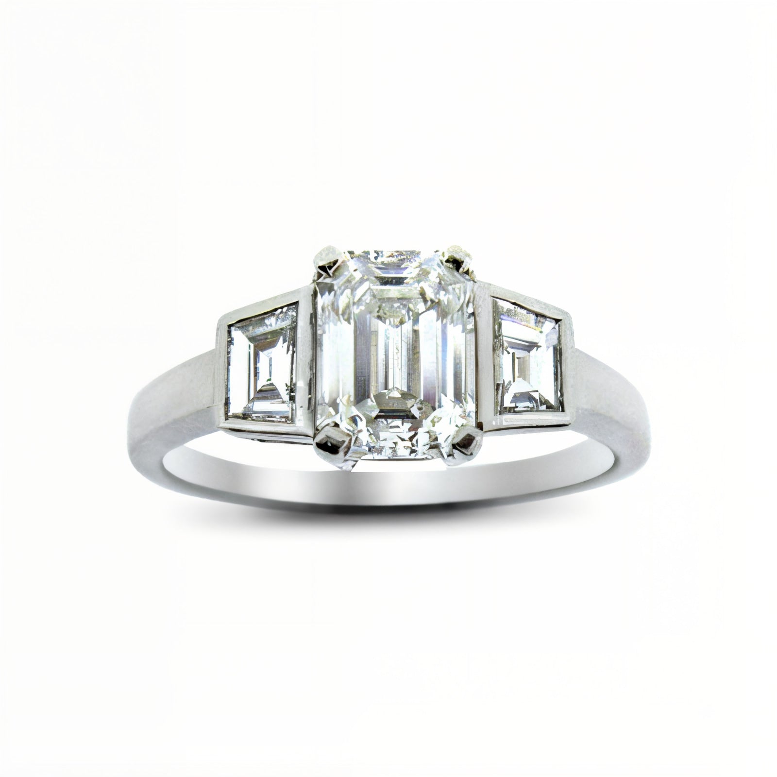 Unity Emerald Cut and Trapeze Cut Diamond Ring