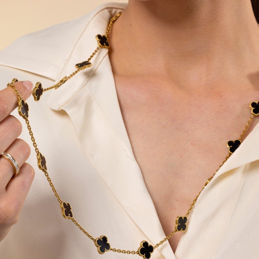 Van Cleef & Arpels Onyx 20 Motif Alhambra Necklace