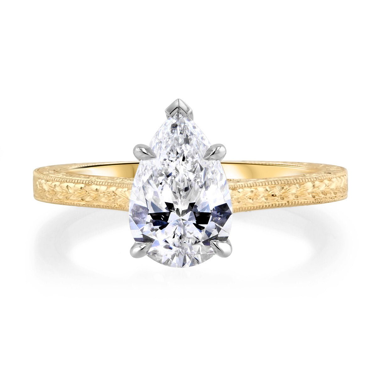 Vintage Pear Shape Diamond Engagement Ring